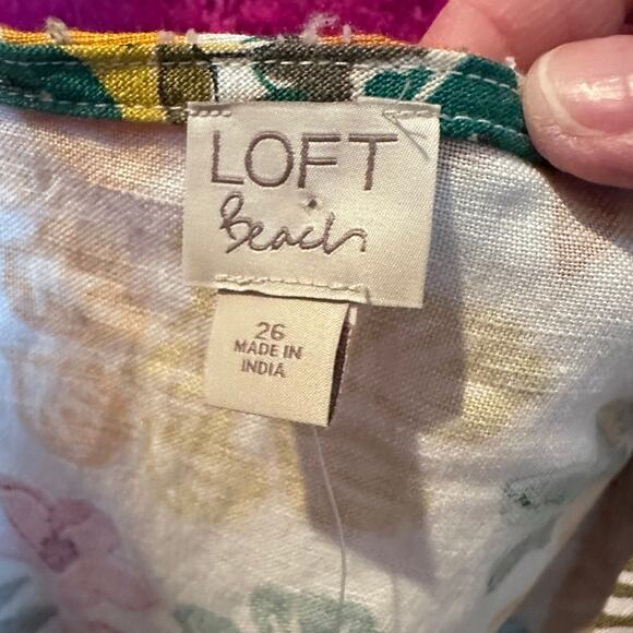 LOFT Beach Wrap Dress Women Plus 26 Linen Blend Tropical Midi Summer Vacation - Picture 8 of 10